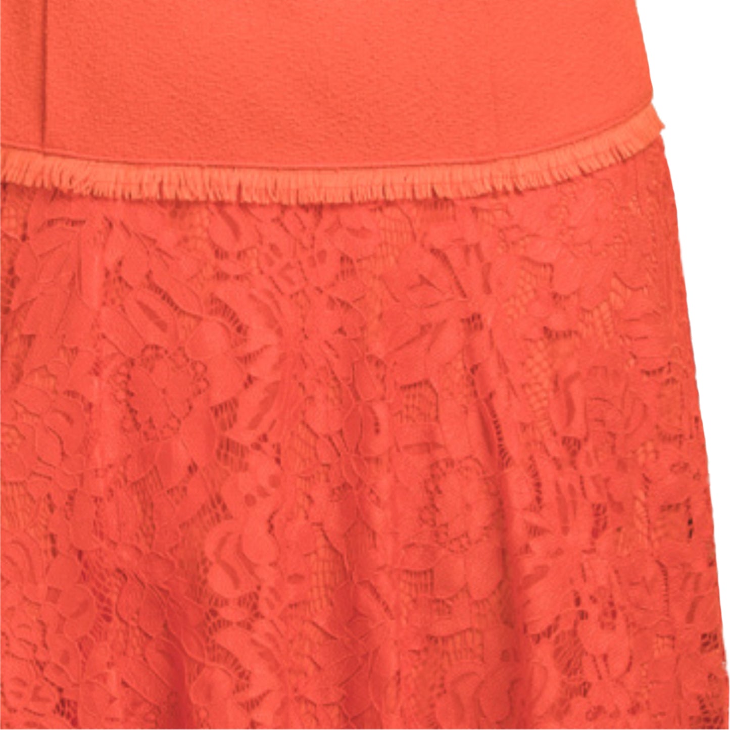 Maison Tara Women's Lace Ruffle Fringe Trim Mini Dress