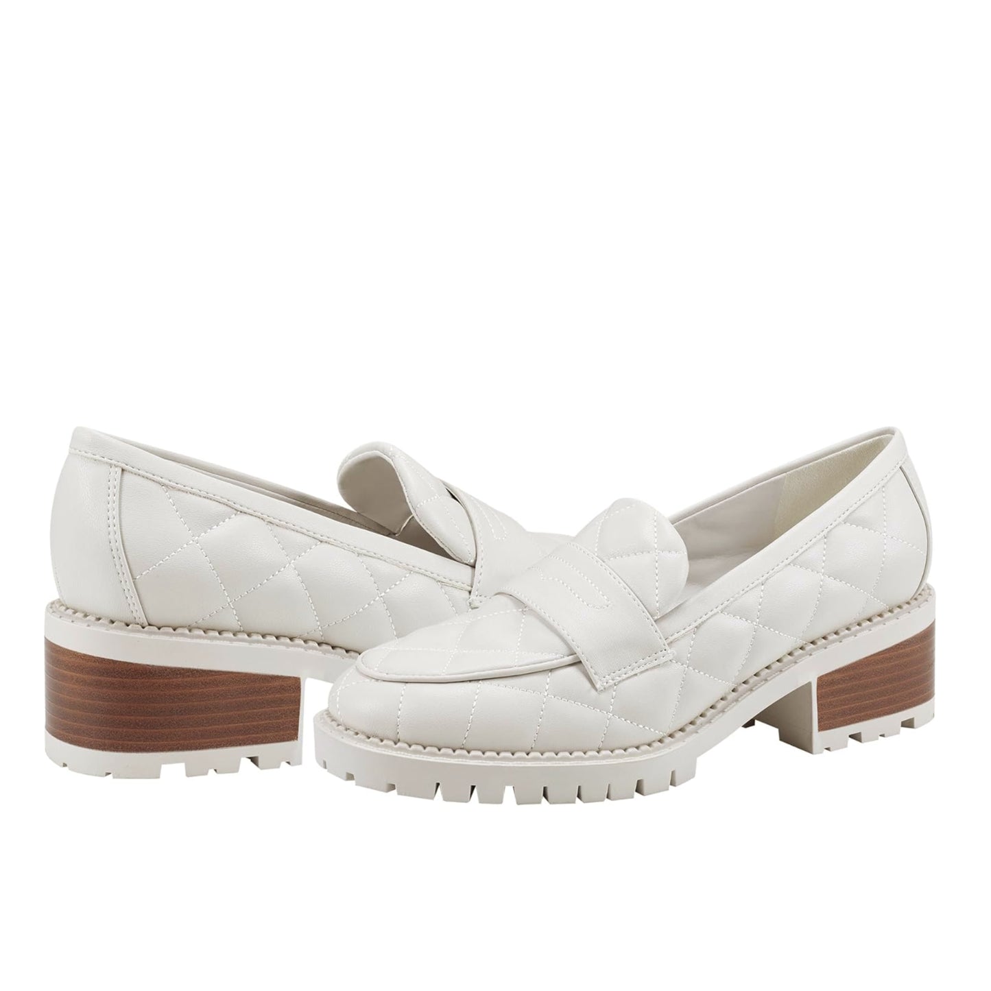 Marc Fisher Women's Dantea Quilted Stacked Heel Shoes Loafers