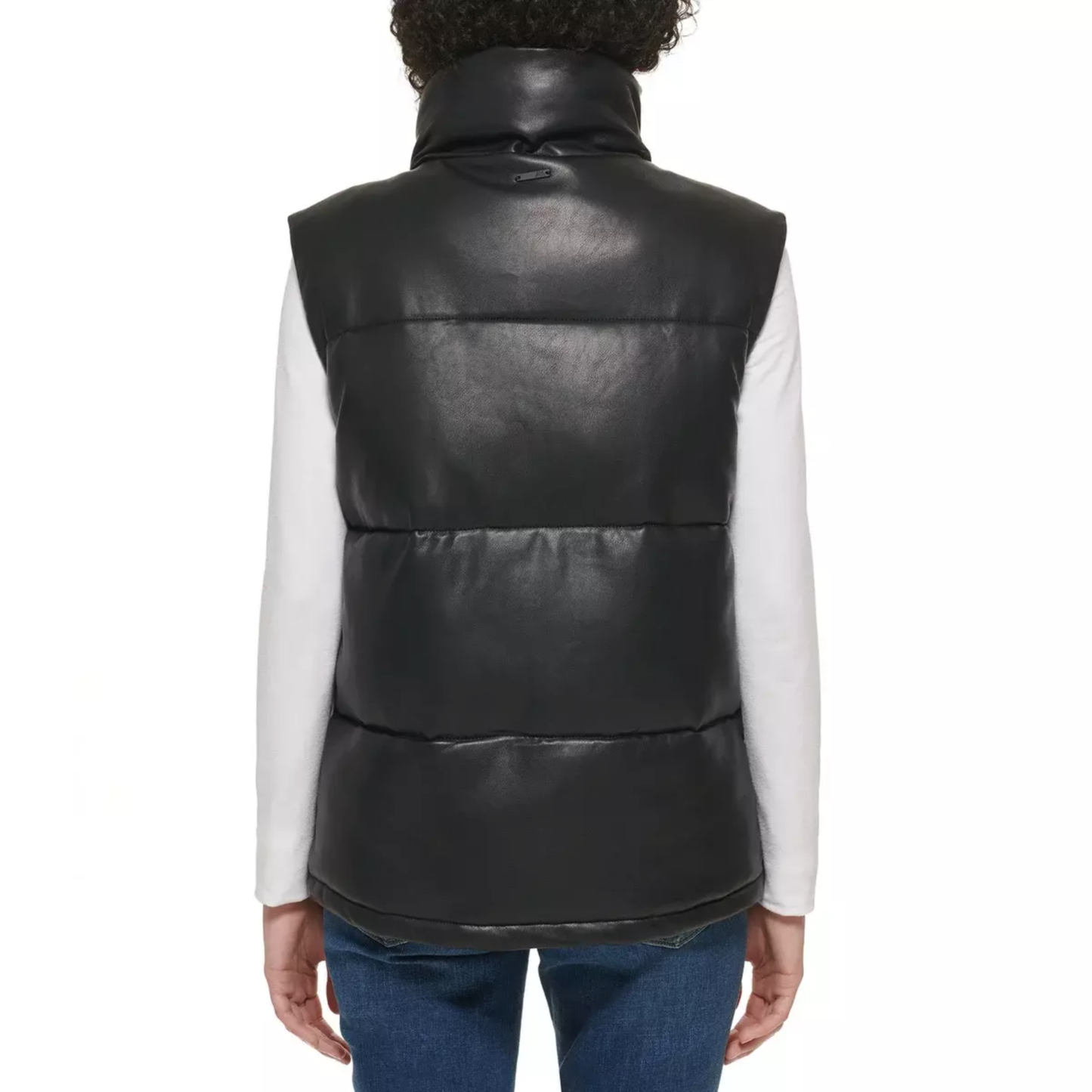 Marc New York Women's Faux Leather Insulated Full Zip Puffer Vest