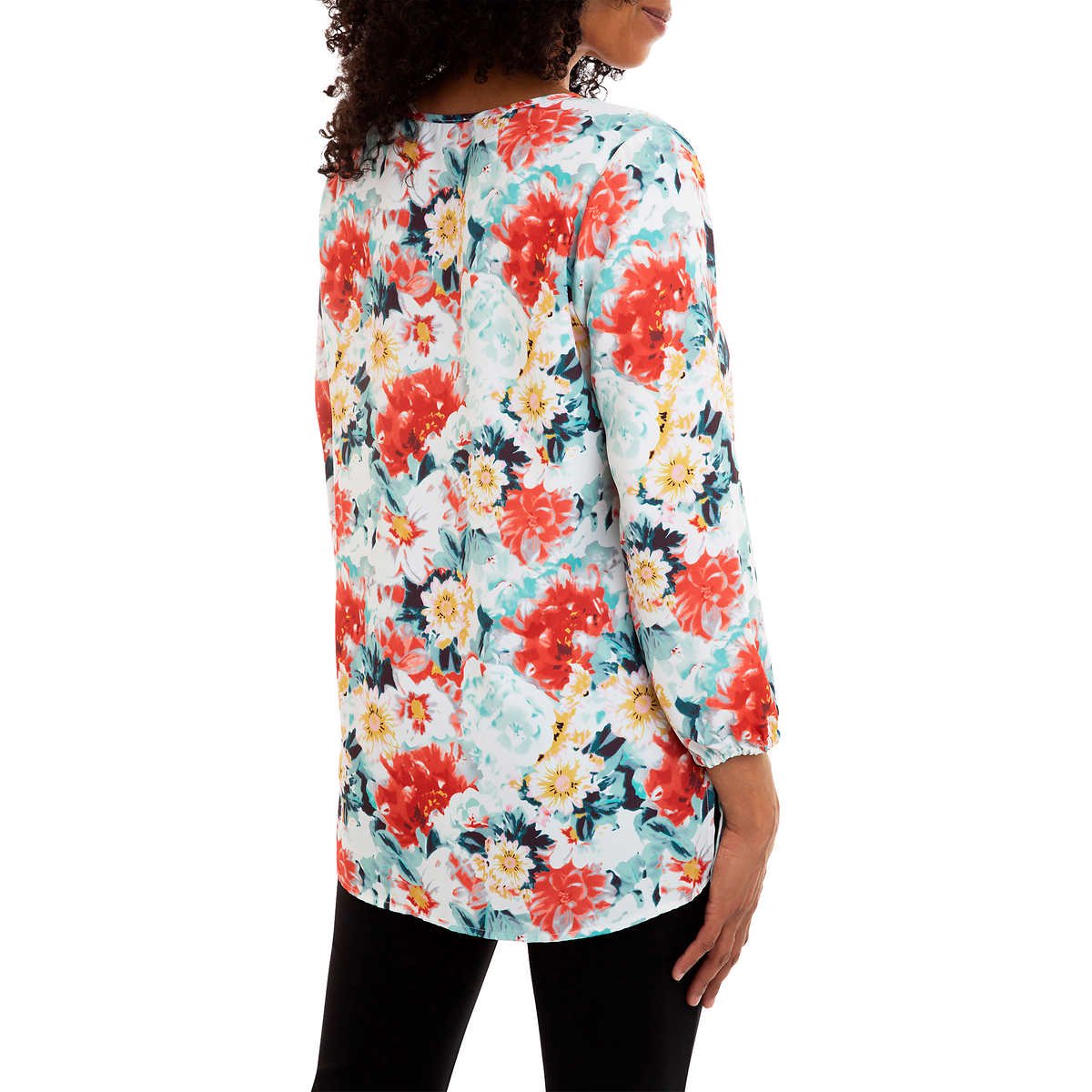 Mario Serrani Women's Floral Print V-Neck Tunic Blouse