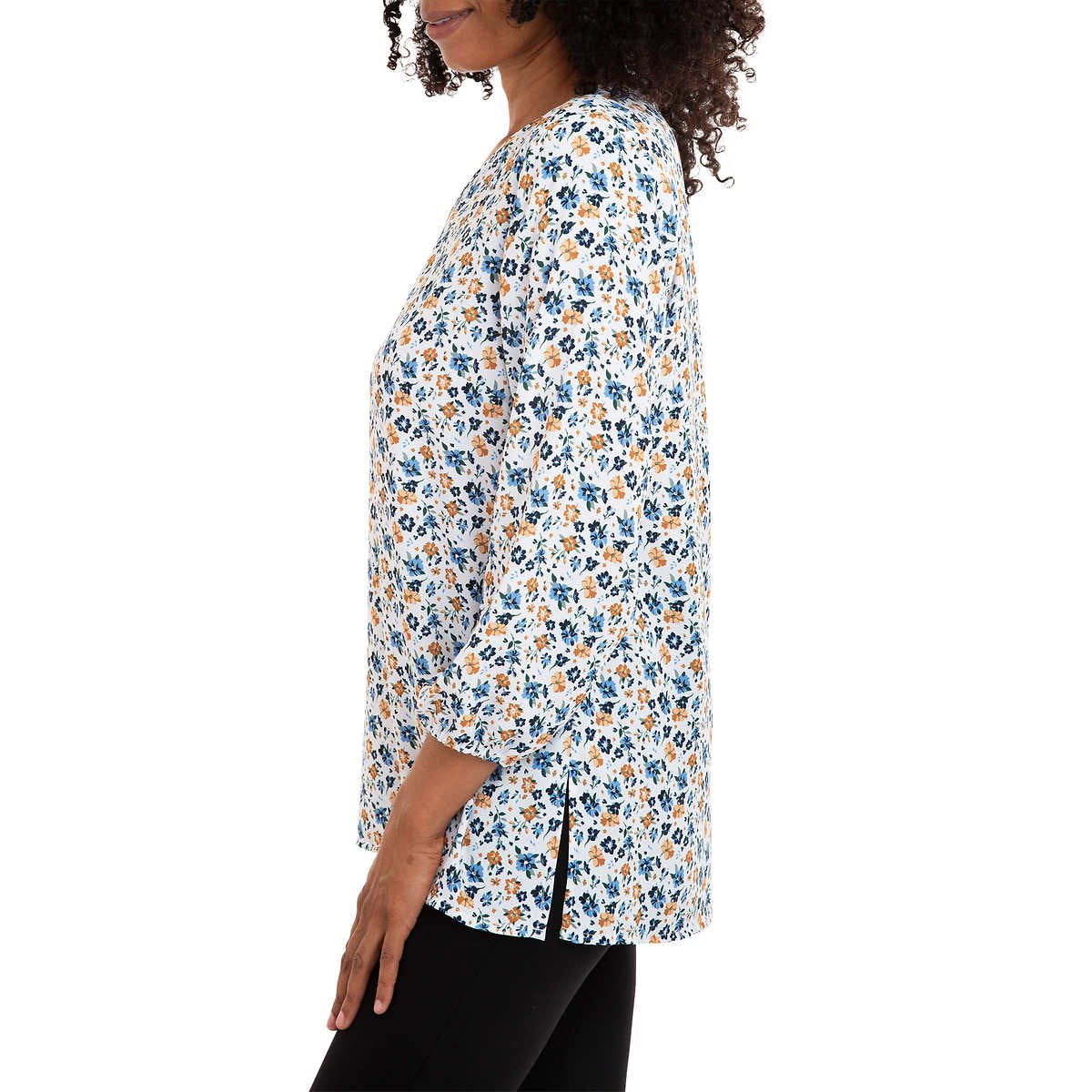Mario Serrani Women's Floral Print V-Neck Tunic Blouse