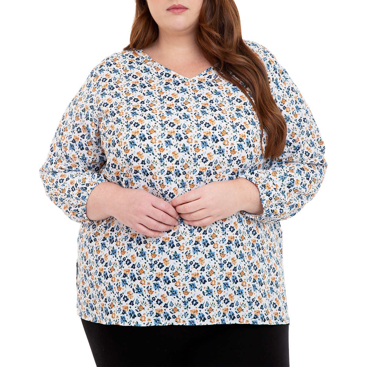 Mario Serrani Women's Floral Print V-Neck Tunic Blouse