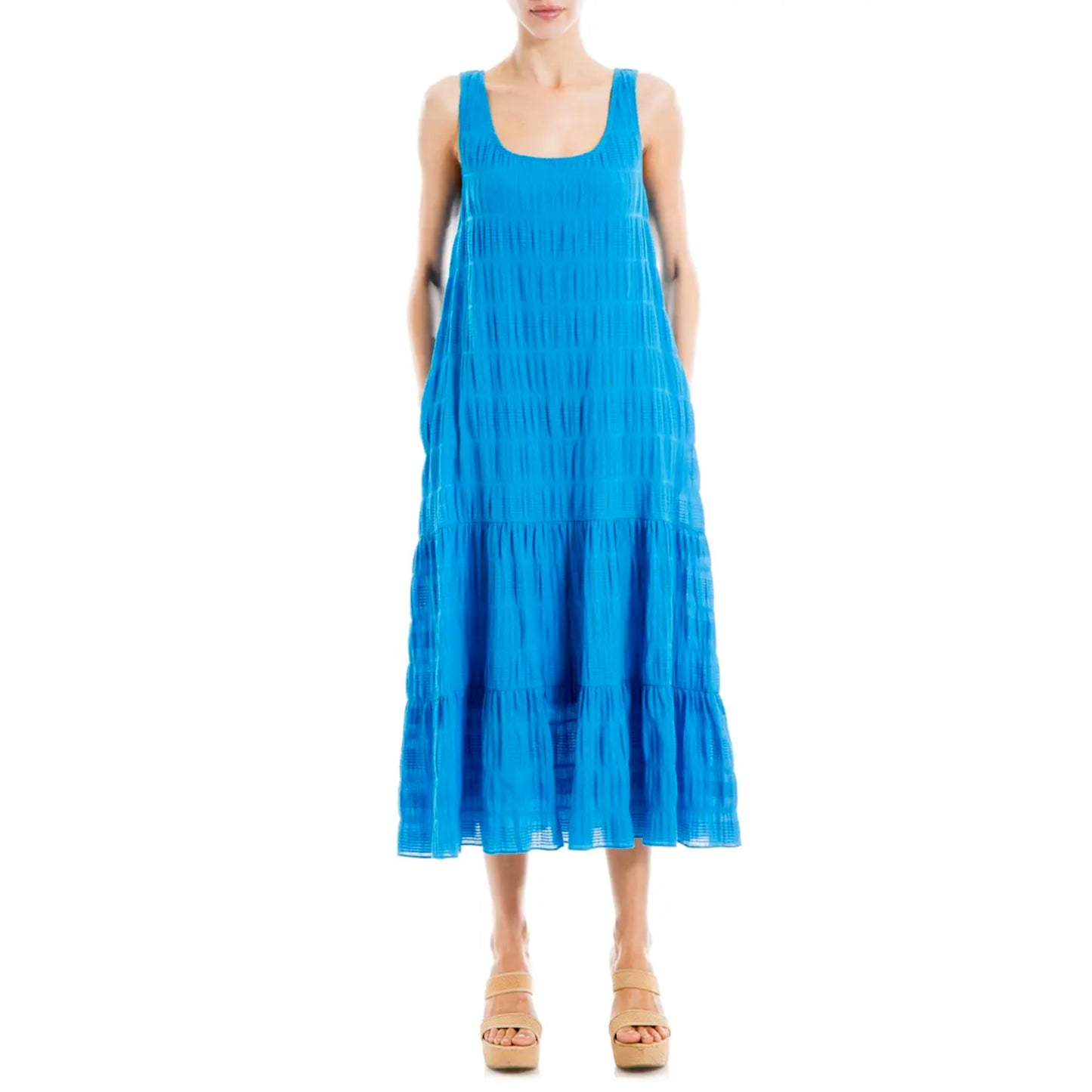 Max Studio Women's Textured Cotton Tiered Maxi Dress