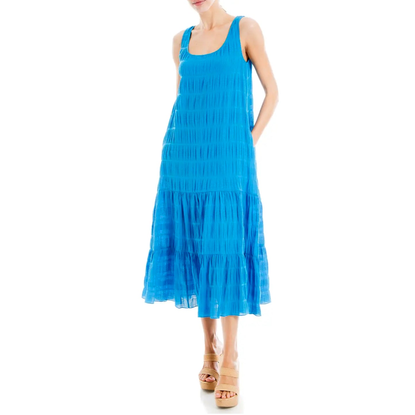 Max Studio Women's Textured Cotton Tiered Maxi Dress
