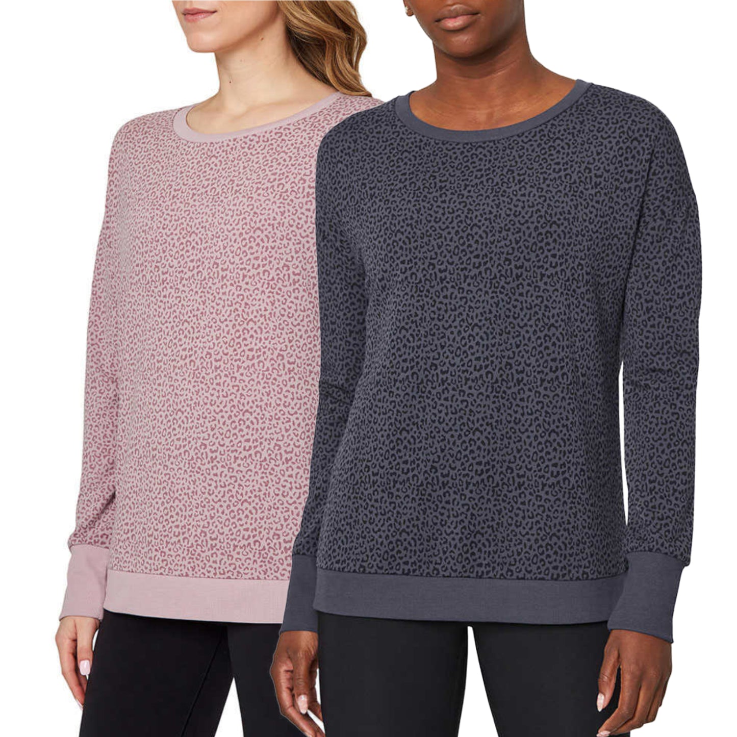 Mondetta Women's Leopard Print Soft Moisture Wicking Relaxed Fit Sweatshirt Top