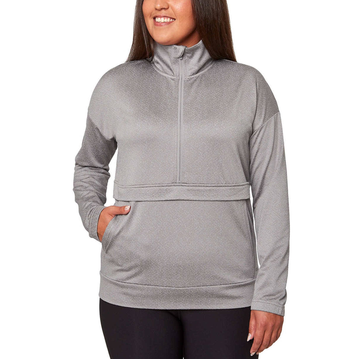 Mondetta Women's Moisture Wicking Kangaroo Pocket Popover Half-zip Active Top