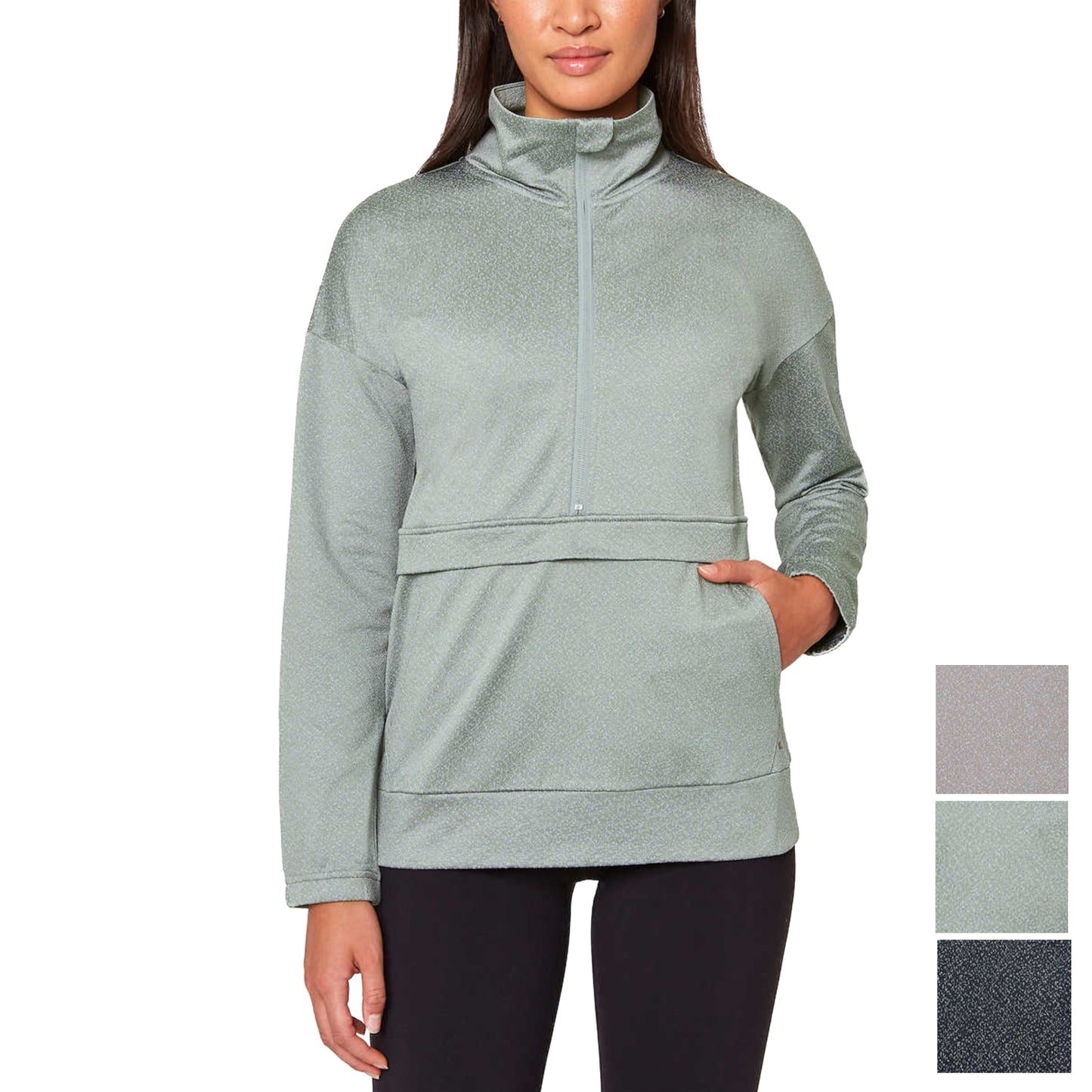 Mondetta Women's Moisture Wicking Kangaroo Pocket Popover Half-zip Active Top
