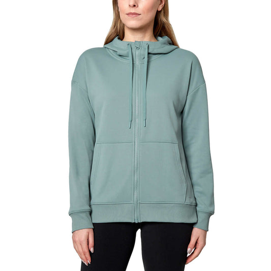 Mondetta Women's Plus Performance Kangaroo Pocket Moisture Wicking Full Zip Hoodie