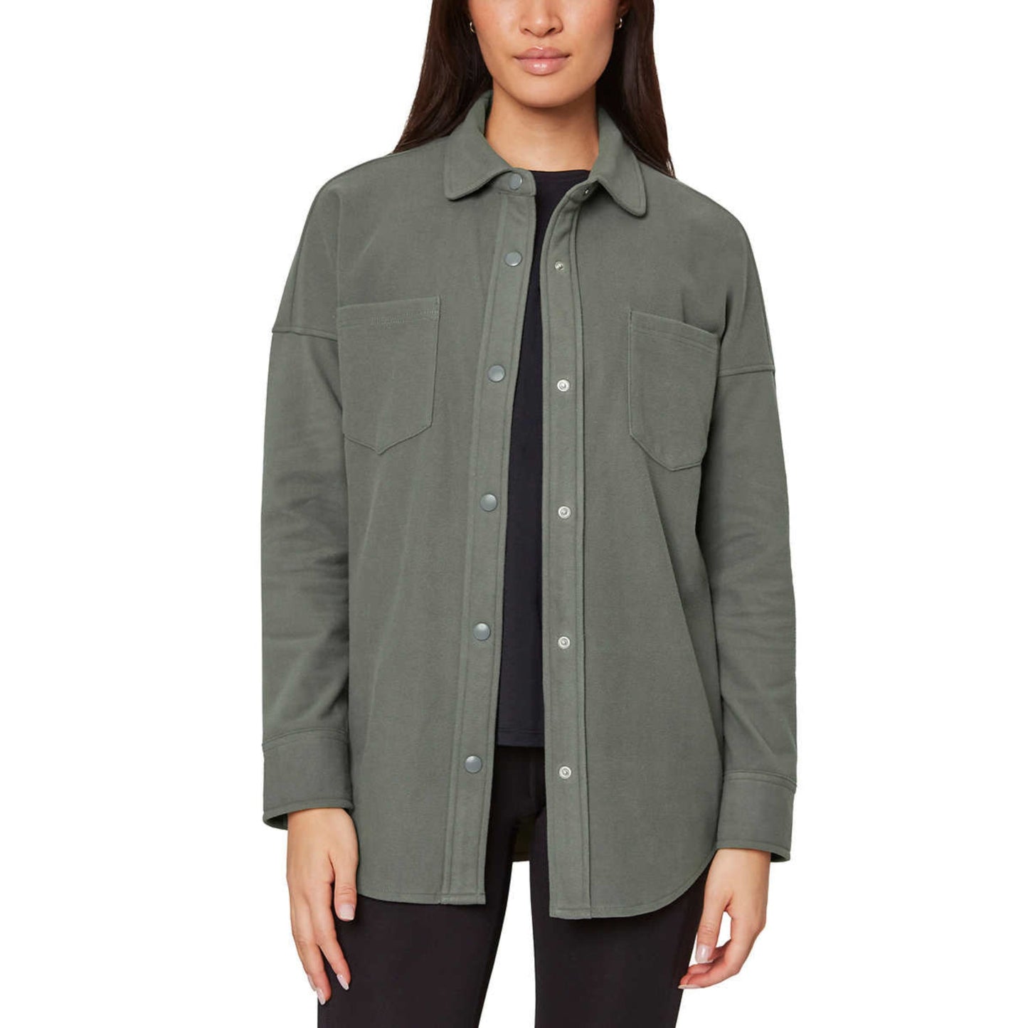Mondetta Women's Soft Plush Cozy Moisture Wicking Snap Button Up Shirt