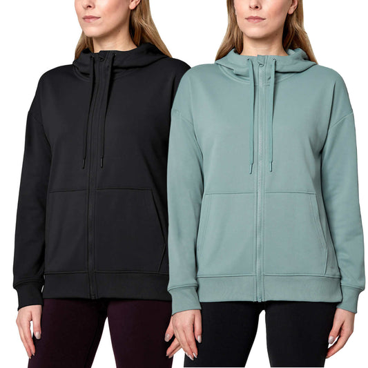 Mondetta Women's Performance Kangaroo Pocket Moisture Wicking Full Zip Hoodie