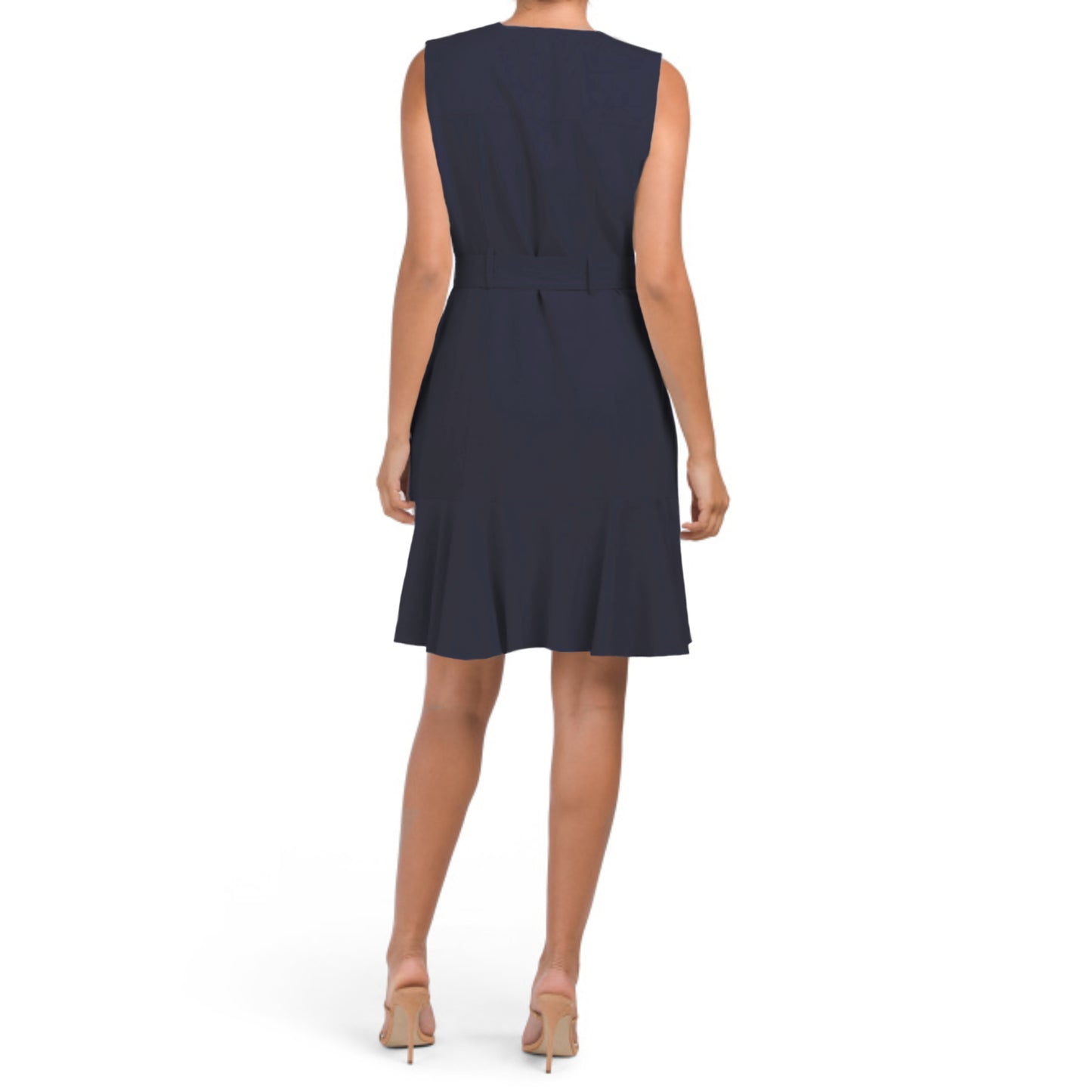 Nanette Lepore Linen Sleeveless Ruffle Hem Belted Mini Dress