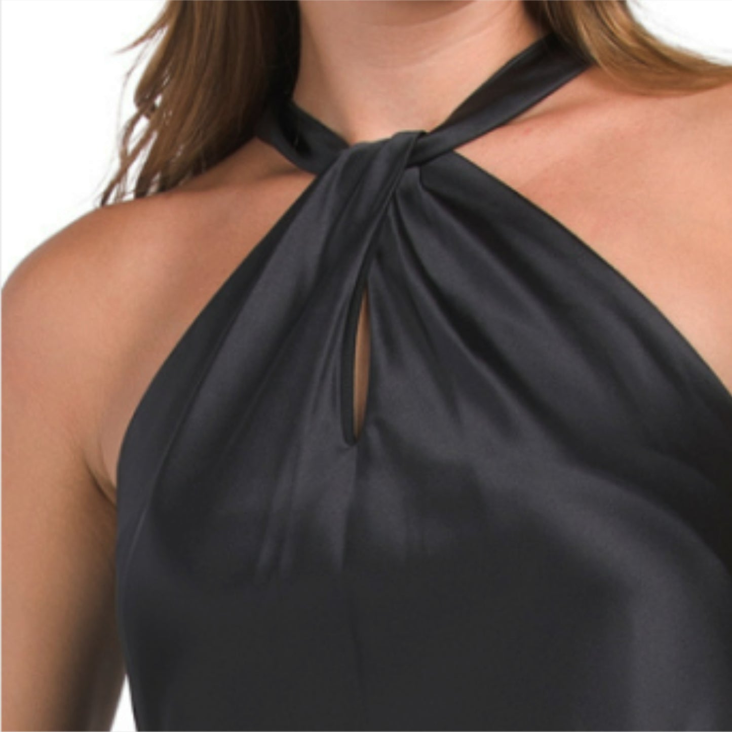 NINE WEST Women's Twist Keyhole Halter Mini Dress