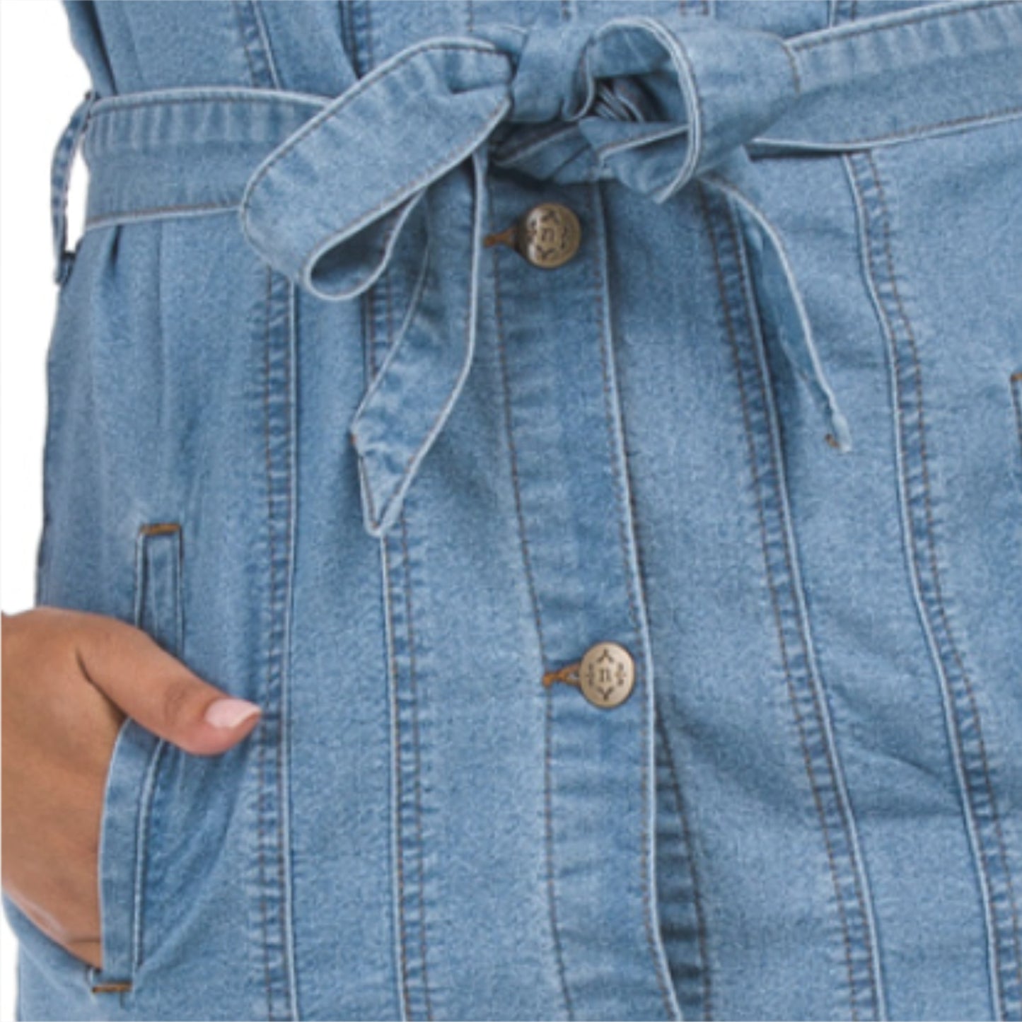 Nanette Lepore Women's Belted Button Front Stretch Denim Shirt Mini Dress
