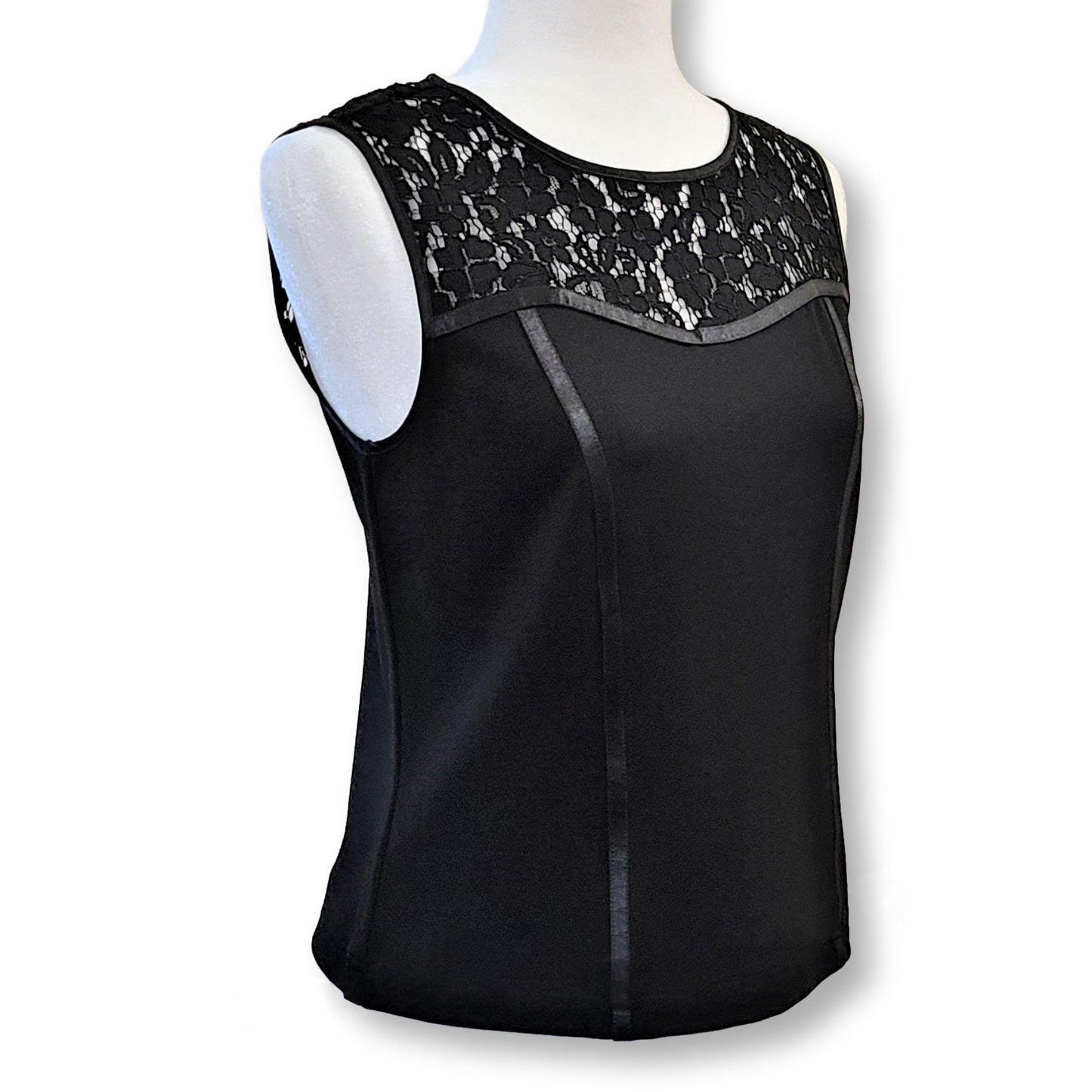 Nanette Lepore Women's Lace Yoke Keyhole Back Stretch Sleeveless Top