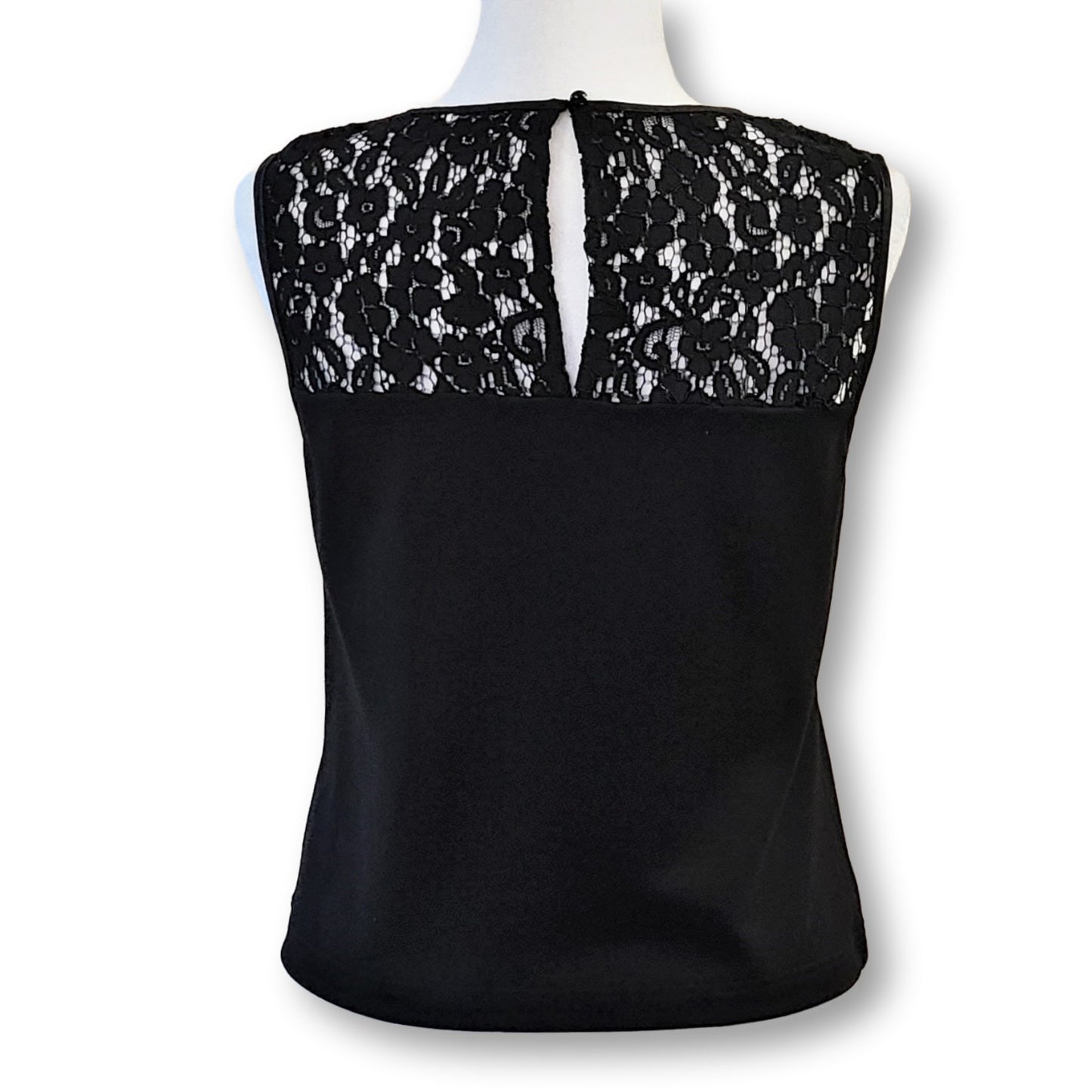 Nanette Lepore Women's Lace Yoke Keyhole Back Stretch Sleeveless Top