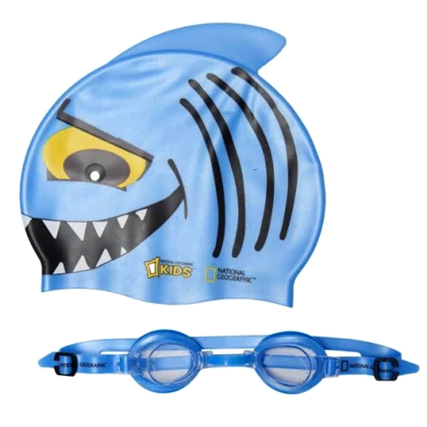 National Geographic Boys and Girls Shark Swim Cap and Goggles Set