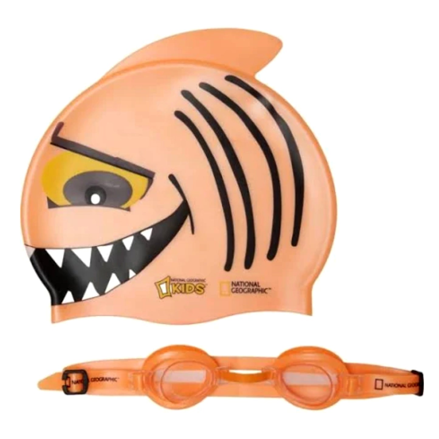 National Geographic Boys and Girls Shark Swim Cap and Goggles Set