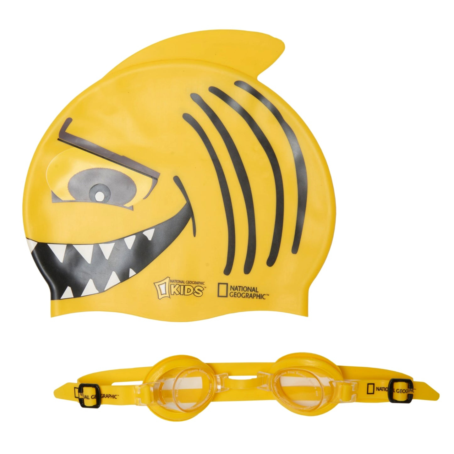 National Geographic Boys and Girls Shark Swim Cap and Goggles Set