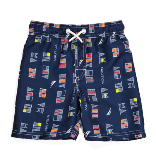 Nautica Little Boys Edgy Flag UPF 50+ Protection, Swim Trunks