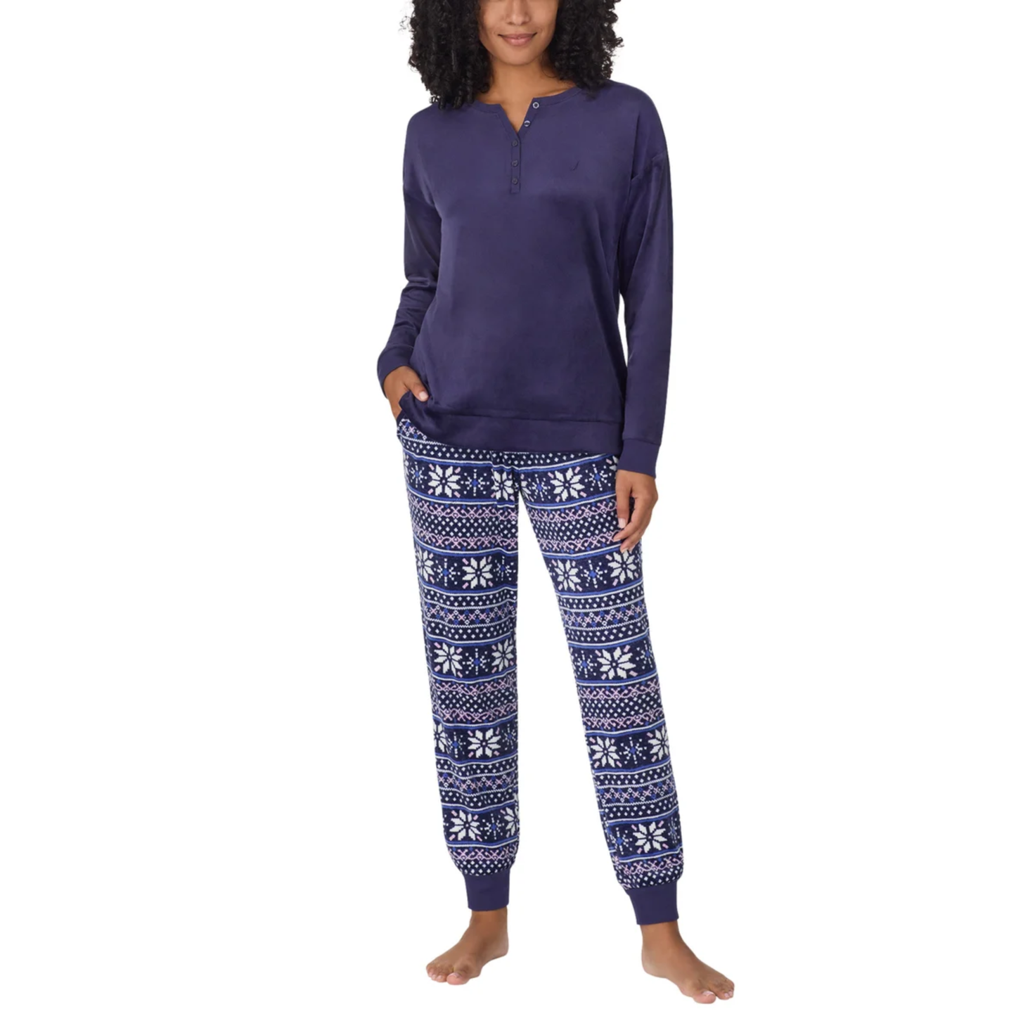 Nautica Women's 2-Pc PJ Lightweight Stretch Fleece Pajama Lounge Set