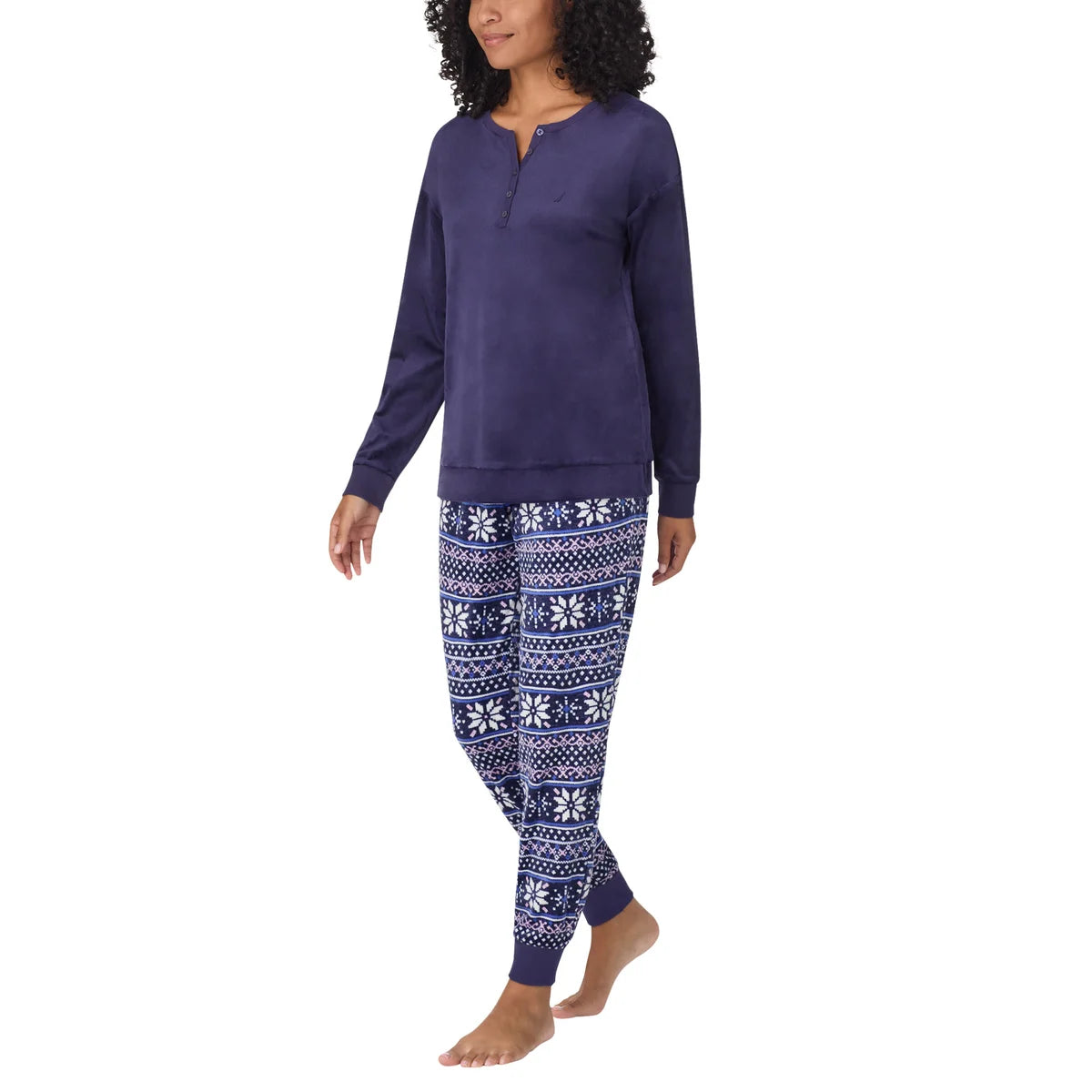 Nautica Women's 2-Pc PJ Lightweight Stretch Fleece Pajama Lounge Set