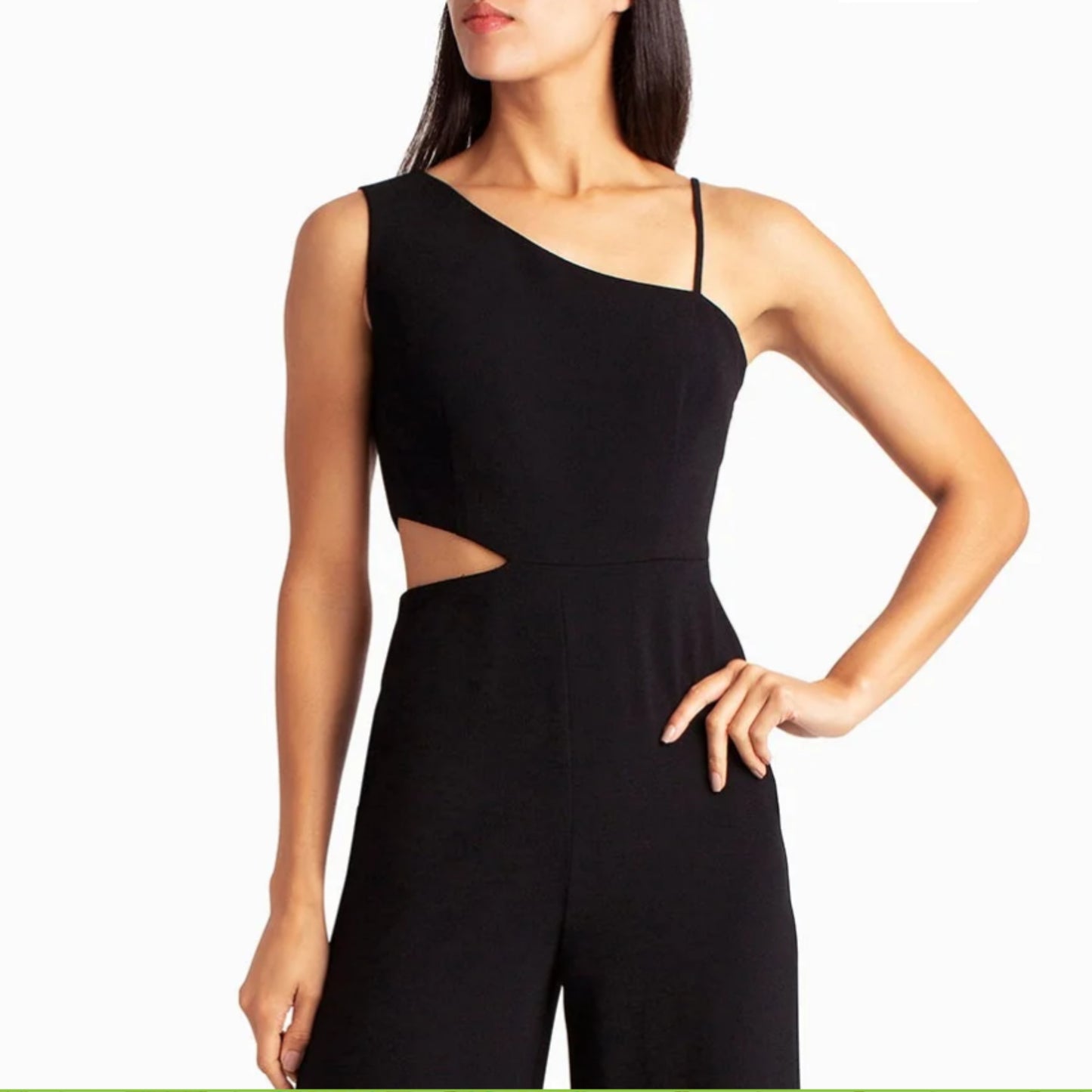 Nicole Miller Women's Asymmetric Cutout One Shoulder Sleeveless Wide Leg Jumpsuit