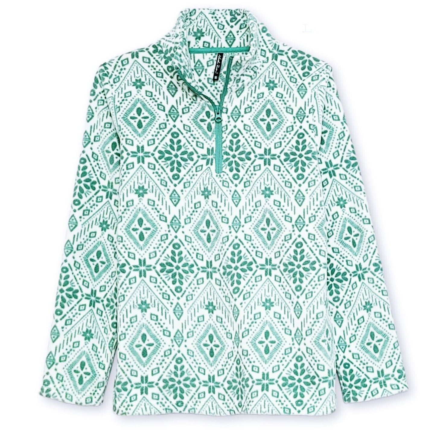 North River Women's Cozy Quoter Zip Neck Long Sleeve Printed Sweatshirt Top