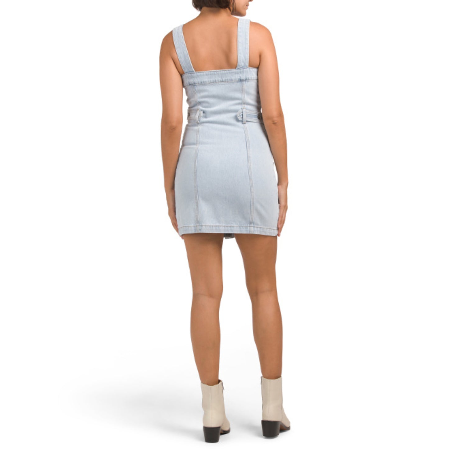 On Twelfth Women's Front Zip Closure Sleeveless Denim Mini Dress