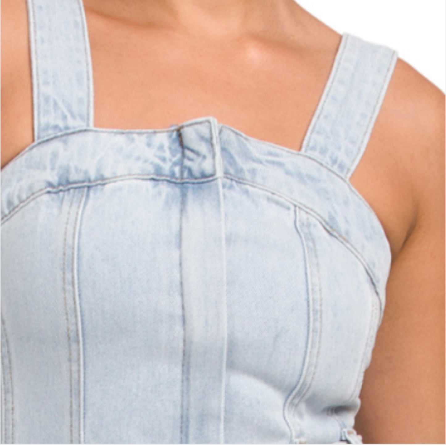 On Twelfth Women's Front Zip Closure Sleeveless Denim Mini Dress