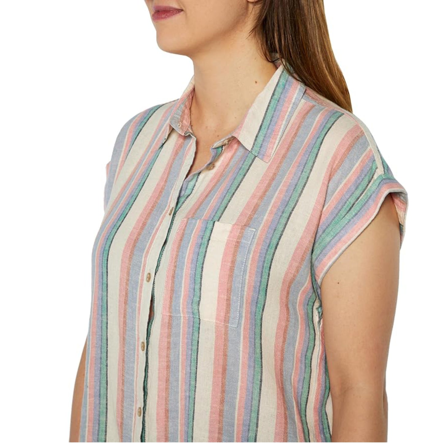 Orvis Women's Button Front Short Sleeve Linen Blend Shirt
