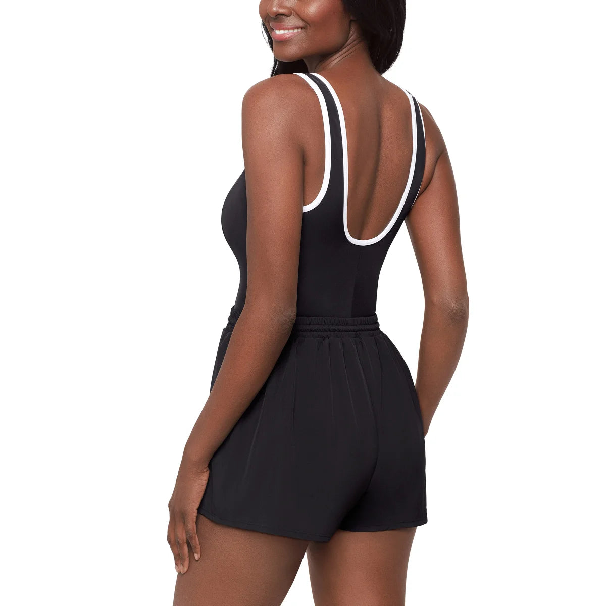 Penbrooke Women's Tummy Control 4 Way Stretch Sport Romper One-Piece Swimsuit