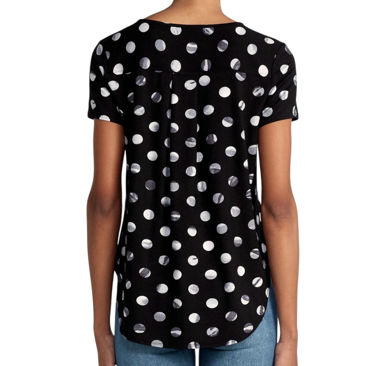 Premise Women's Shadow Dot Soft Cotton Hi-Low Hem T-Shirt