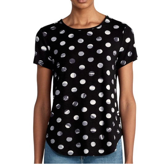 Premise Women's Shadow Dot Soft Cotton Hi-Low Hem T-Shirt