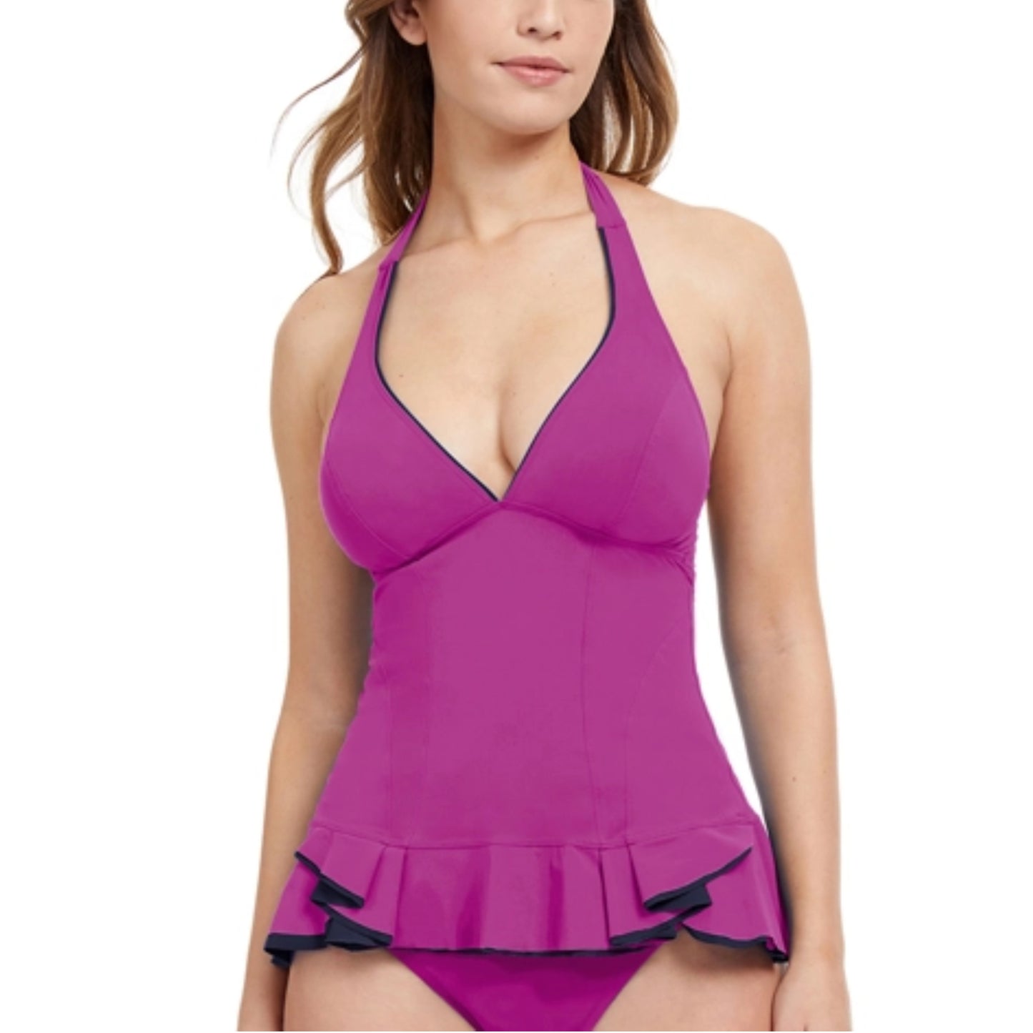 Profile by Gottex Women's Belle Curve V-Neck Halter Swim Tankini Top