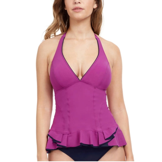 Profile by Gottex Women's Belle Curve V-Neck Halter Swim Tankini Top