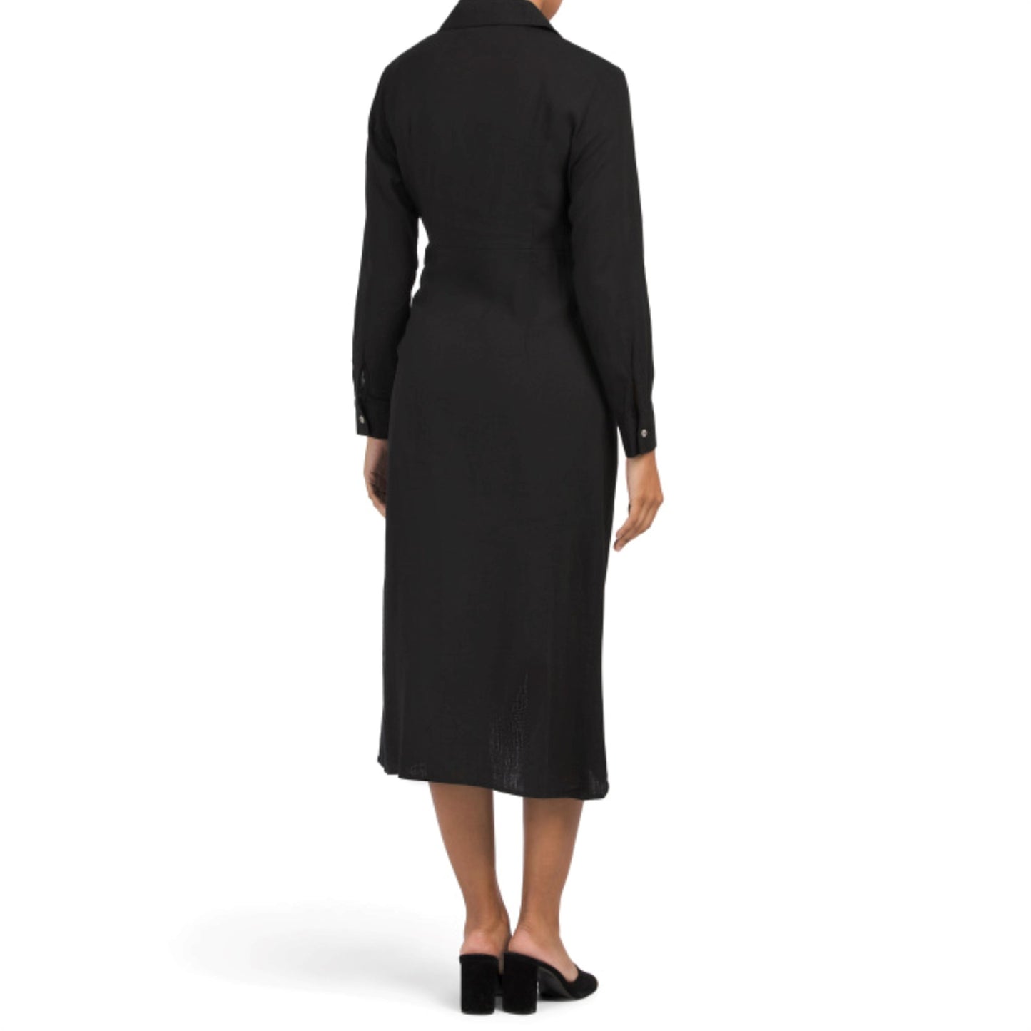 Rachel Zoe Linen Blend Collared Wrap Style Midi Dress