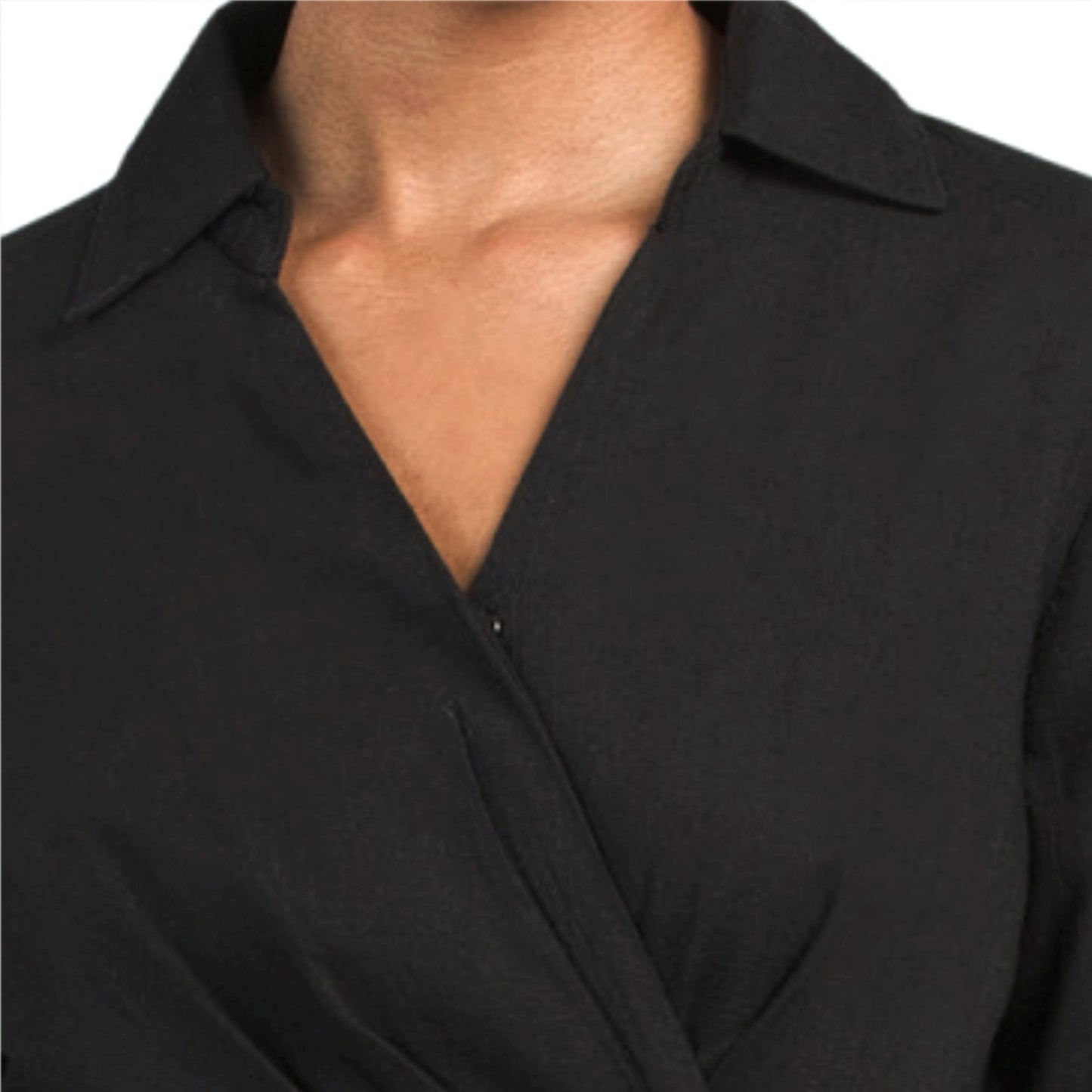 Rachel Zoe Linen Blend Collared Wrap Style Midi Dress