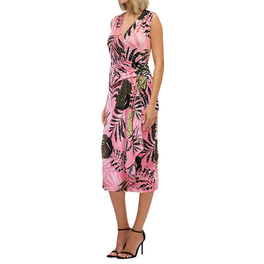 RACHEL RACHEL ROY Women's Sleeveless Surplice Floral Print Drape Midi Dress