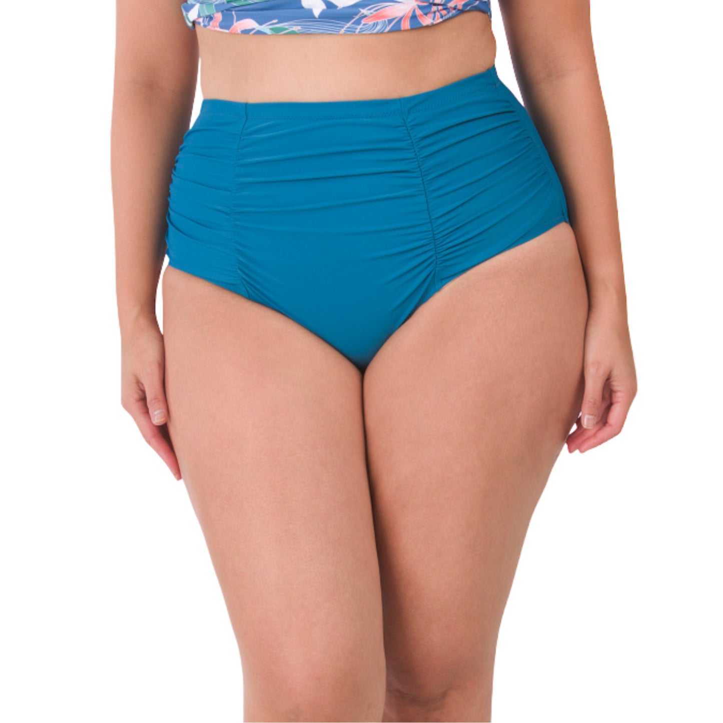 Raisins Curve Women's Plus High-rise Ruched Costa Swim Bikini Bottom