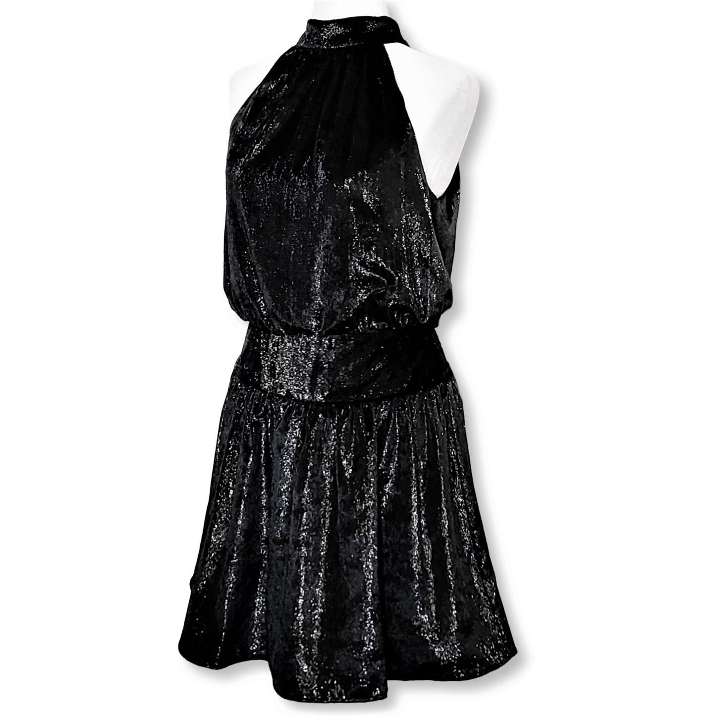 RAMY BROOK Women's Ellin Shimmer Velvet Halter Party Cocktail Mini Dress