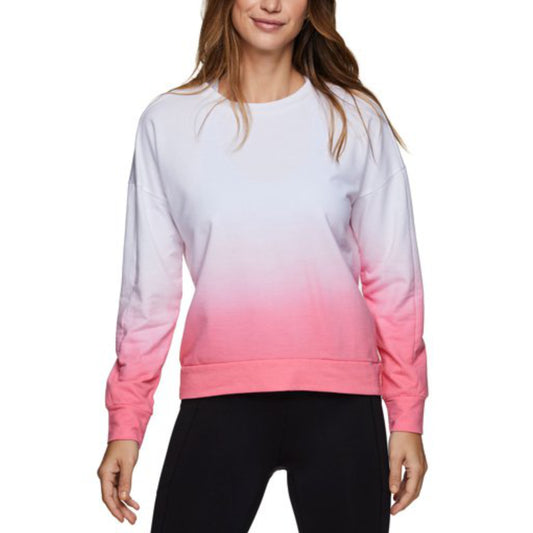 RBX Women's Ombre Dip Dye Cotton French Terry Active Sweatshirt Pullover Top