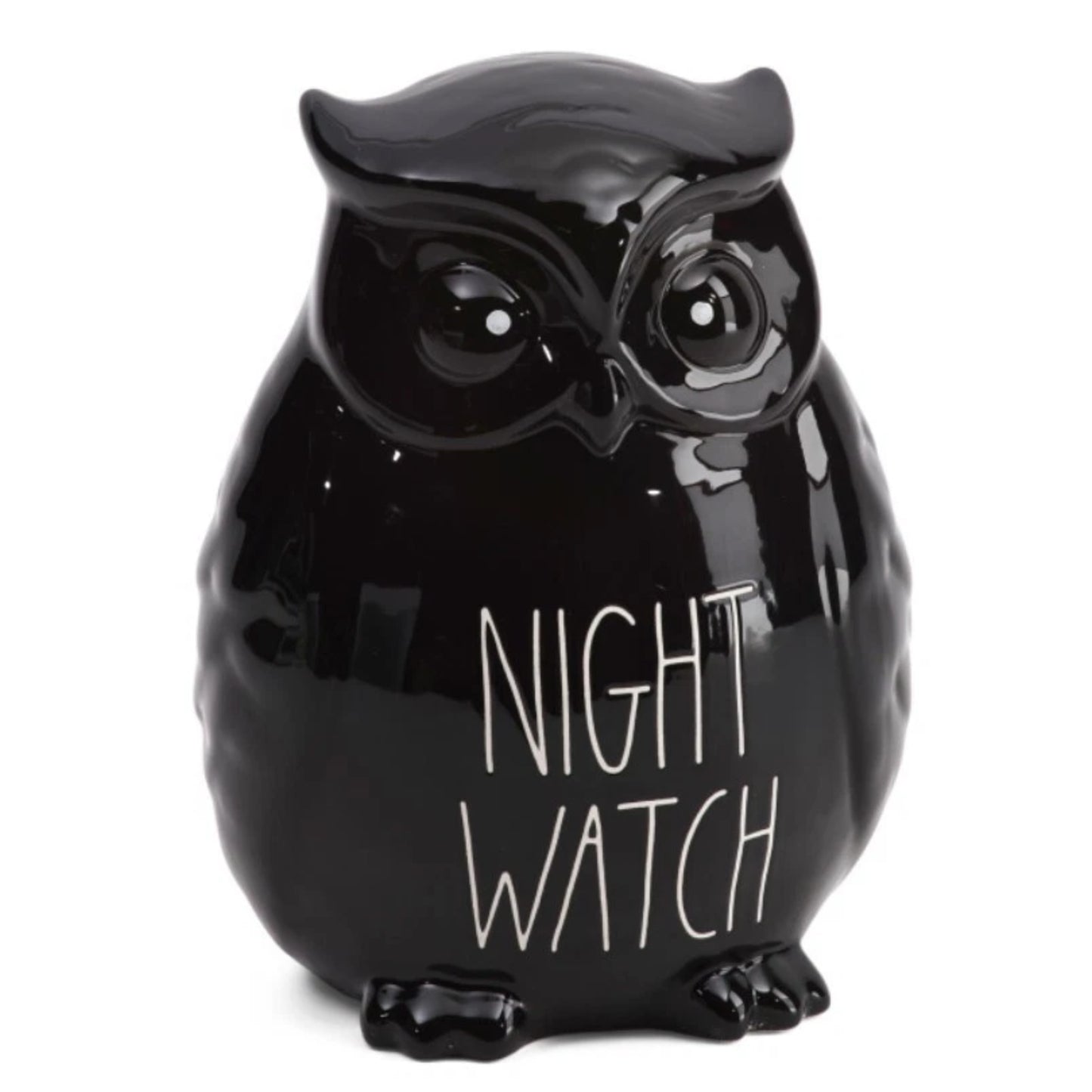 Rae Dunn Ceramic 'Night Watch' Text Fall Halloween Owl Figurine