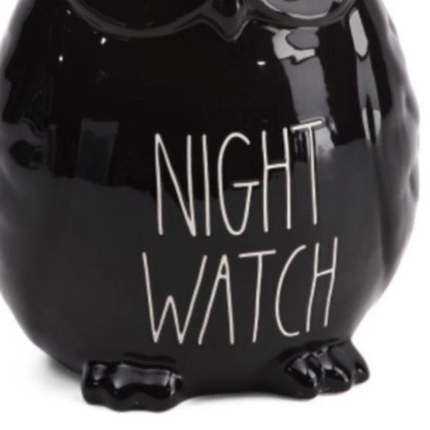 Rae Dunn Ceramic 'Night Watch' Text Fall Halloween Owl Figurine