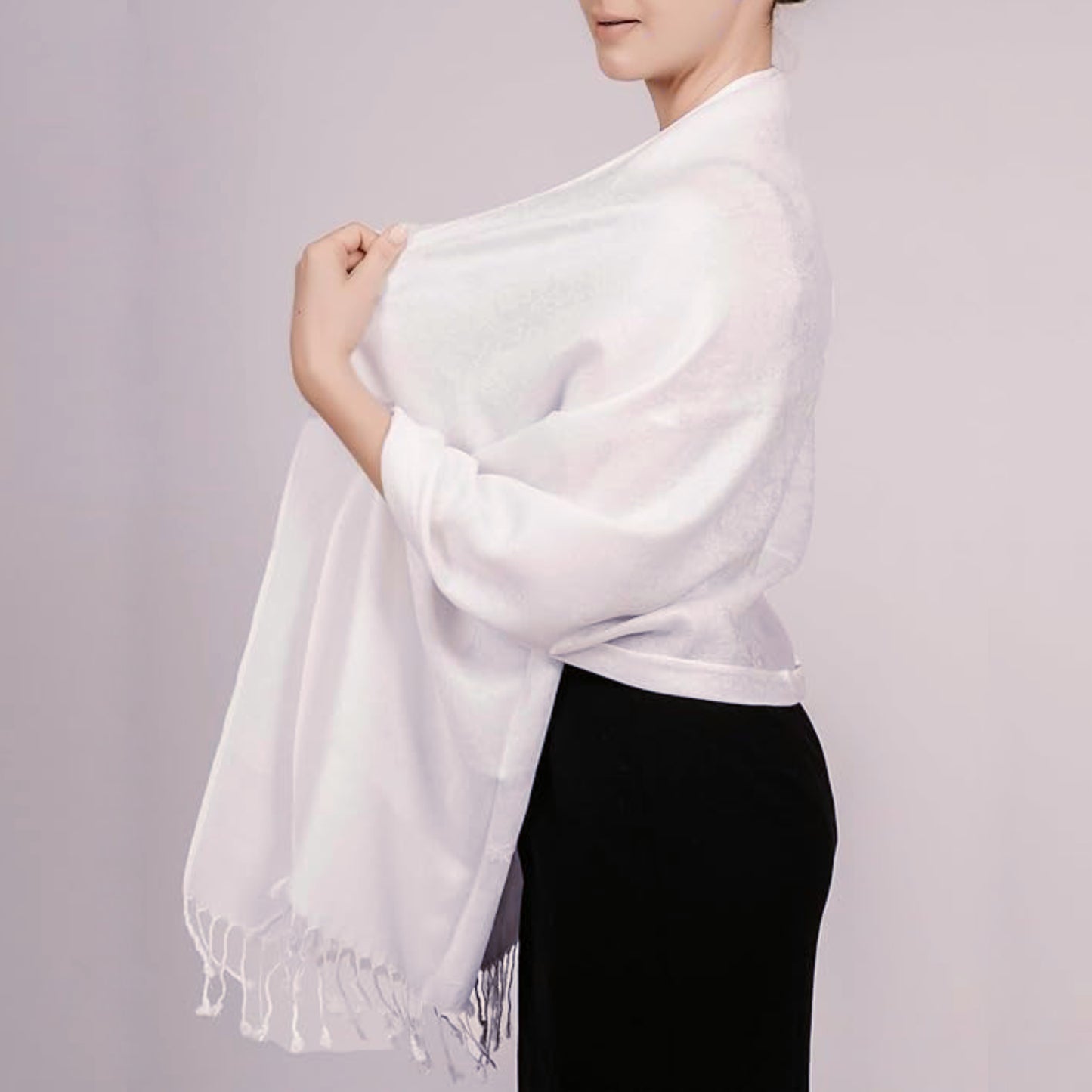 Women's Pashmina Reversible Paisley Fringed Shawl Evening Wrap