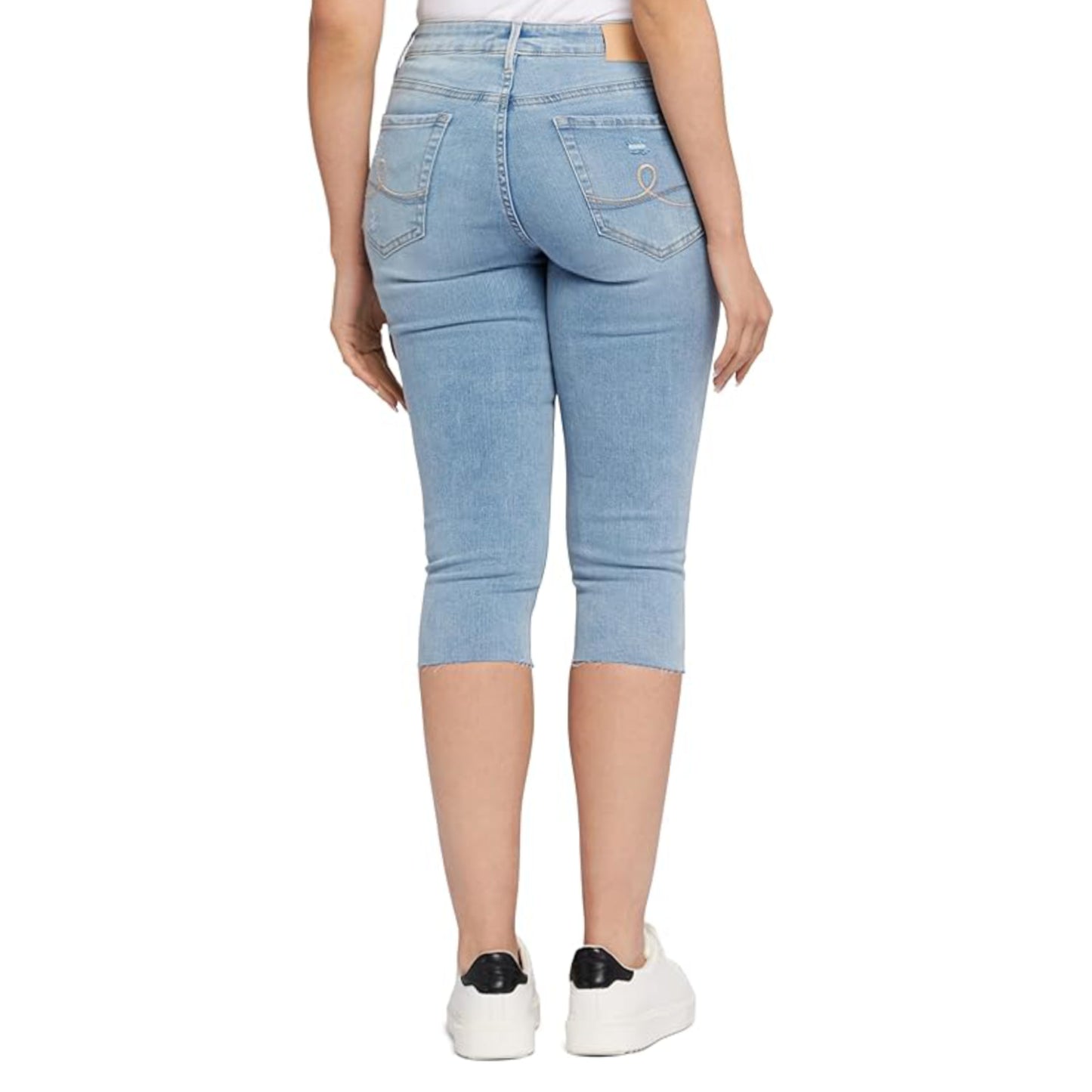 SEVEN7 Women's High Rise Skinny Fit Capri Breezy Cropped Distressed Jeans