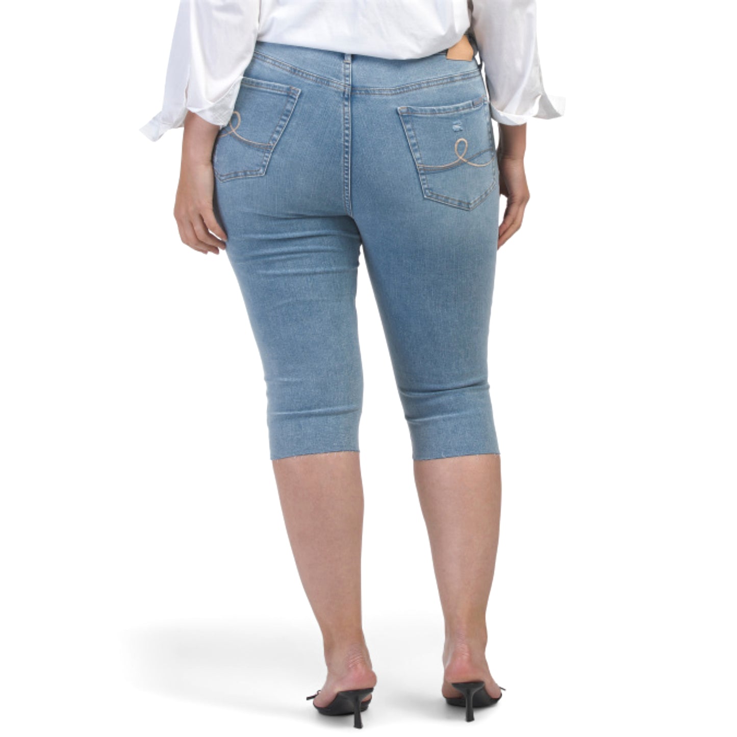SEVEN7 Women's High Rise Skinny Fit Capri Breezy Cropped Distressed Jeans