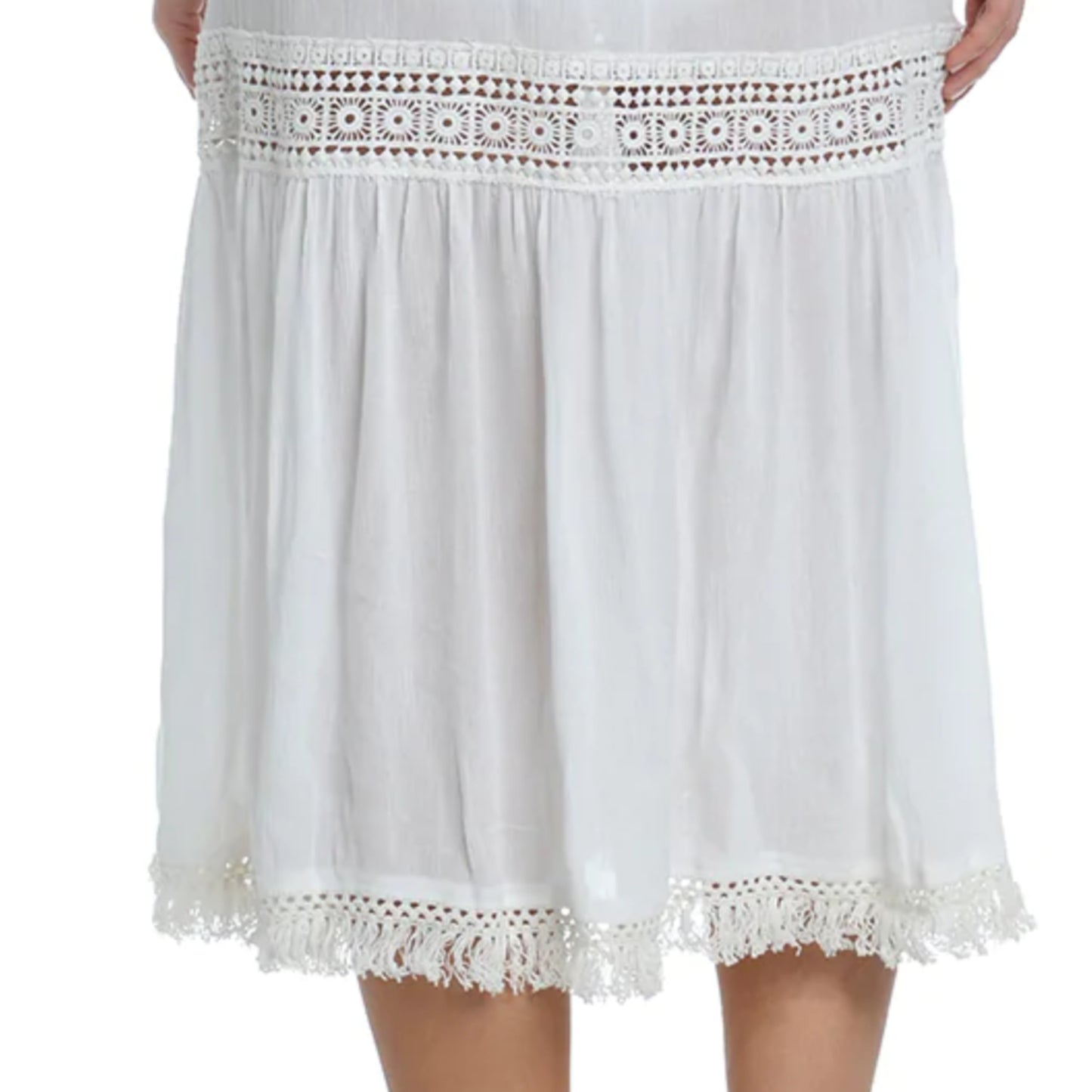 SUNSHINE 79 Women's Crochet Trim Off-the-shoulder Midi Dress Beach Swim Cover-Up