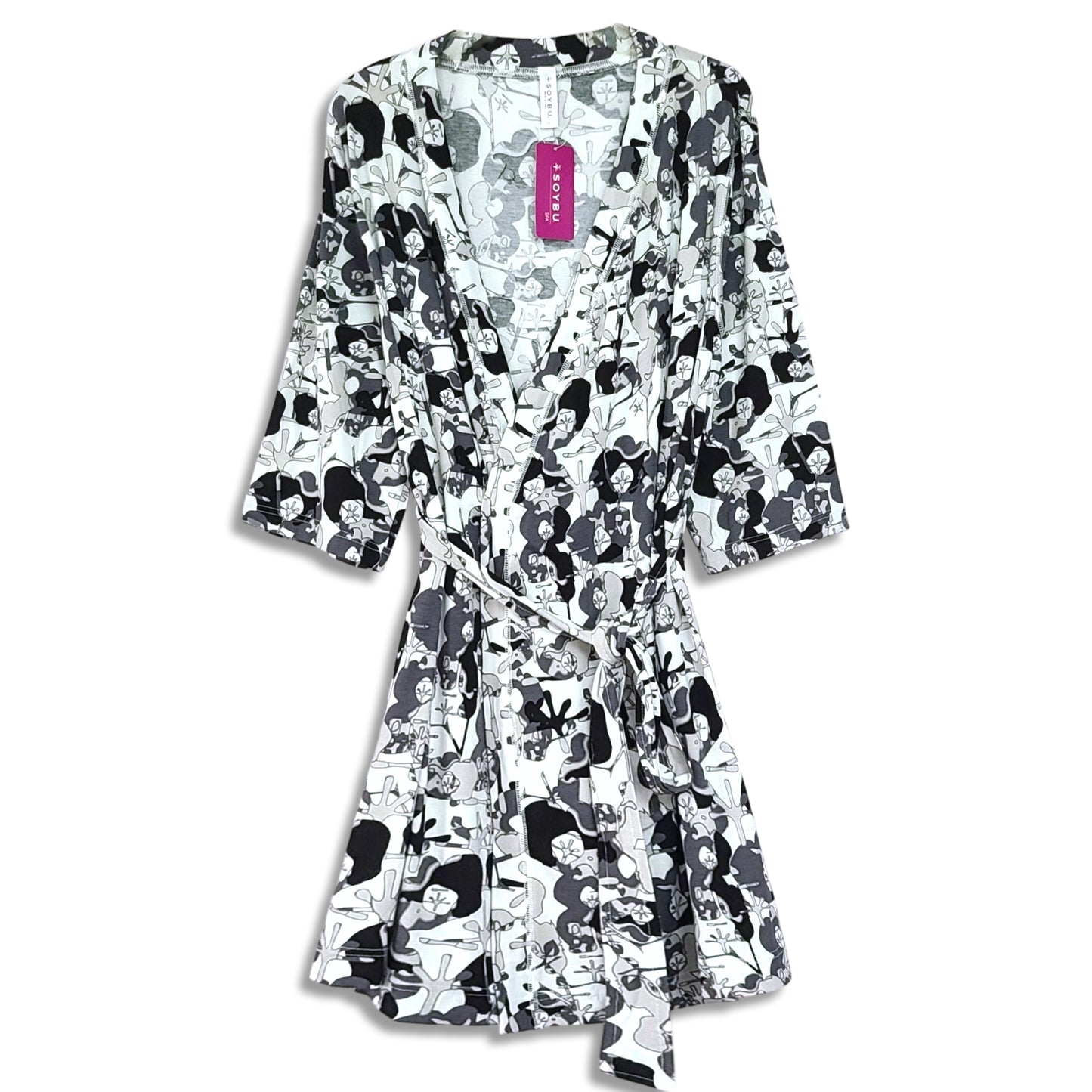 Soybu Zen Women's Ultra Soft Three-quarter Sleeve Stretch Jersey Robe