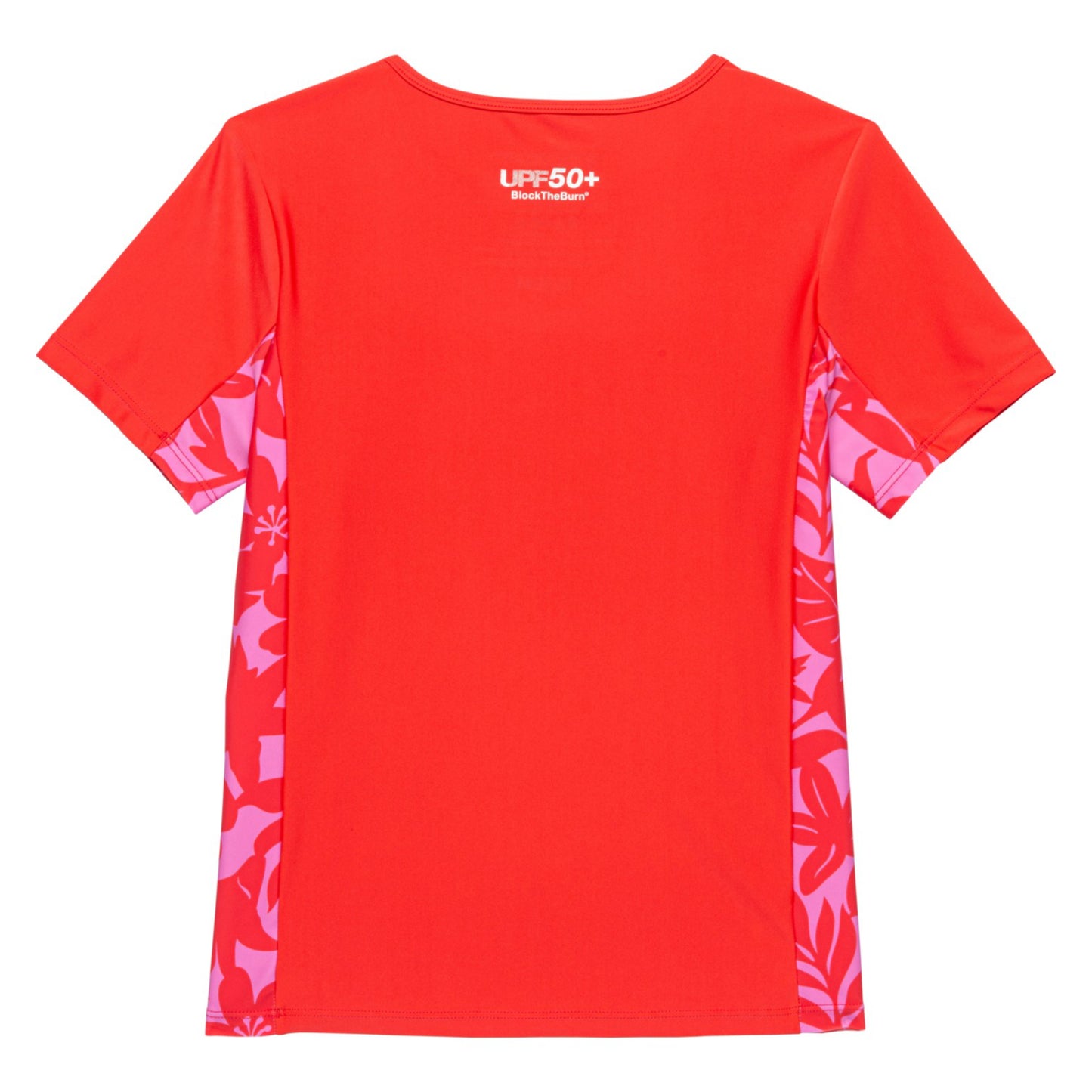 Speedo Big Girls Short Sleeve Print Splice Rash Guard UPF 50+ T-Shirt Swim Top