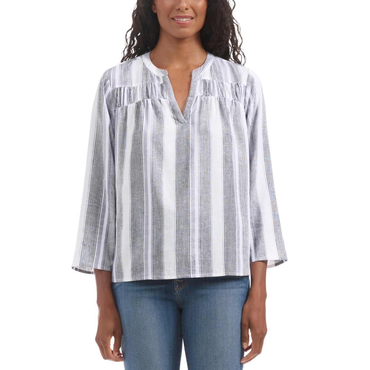 Splendid Women's V-Neck Relaxed Fit Lightweight Denim Blouse Top